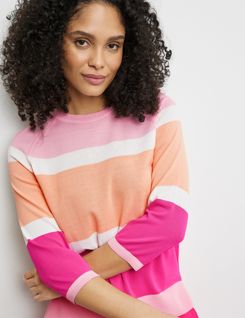 Colour block jumper with 3/4-length sleeves