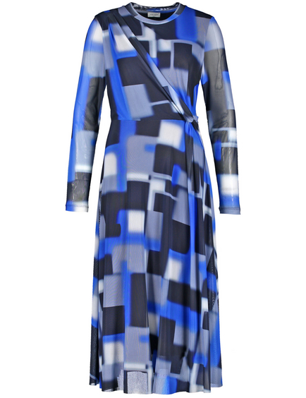 Kleid aus Mesh mit semitransparenten Ärmeln in Blau | GERRY WEBER