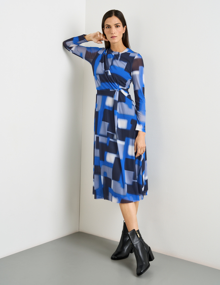WEBER | mit Ärmeln Kleid GERRY aus in Mesh Blau semitransparenten