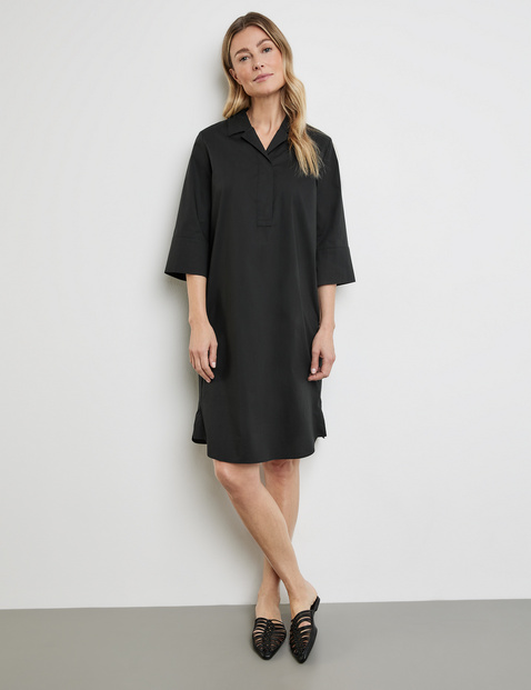 Casual linen dress with an inverted pleat in Black | GERRY WEBER