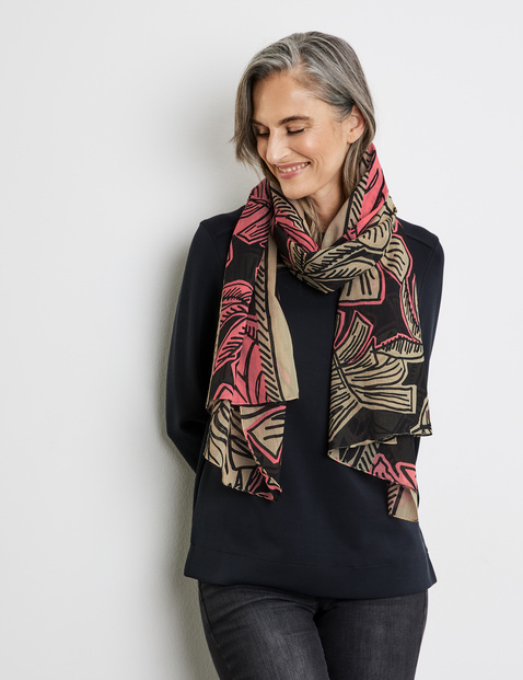 Floral patterned cotton scarf in Beige | GERRY WEBER