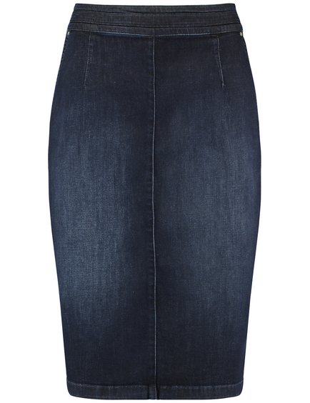 Stretch denim pencil shop skirt side zip