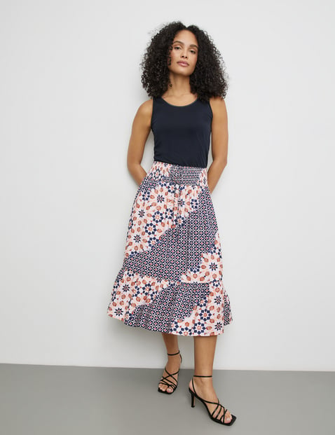 Patterned midi skirt with a stretch waistband in Multicolor GERRY WEBER