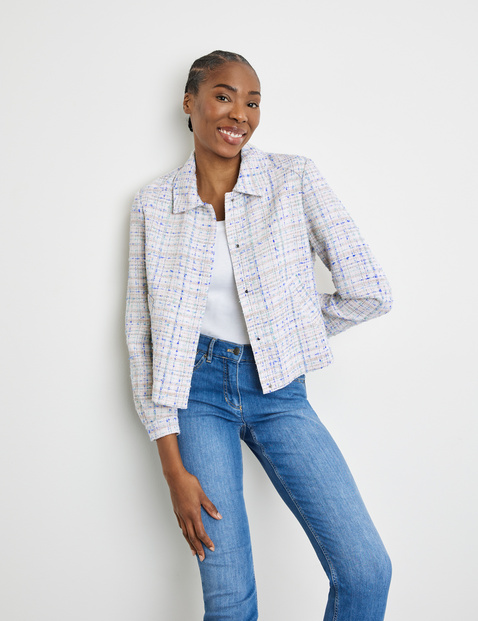 Blazer jacket with a bouclé effect in White