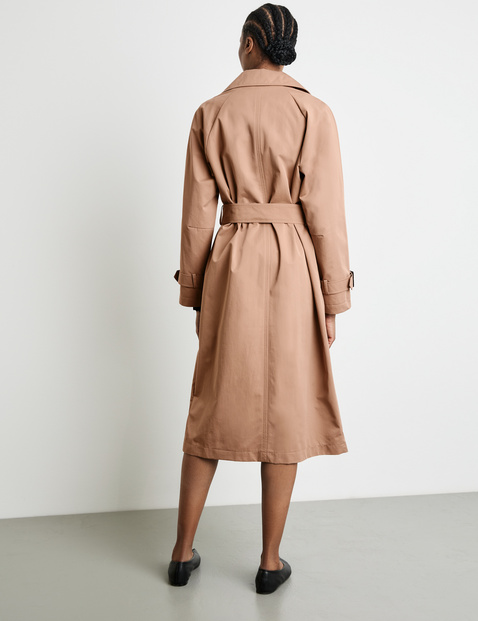 Women Fashion Pleated Trench Coat Dress Tie Front Waist A-Line