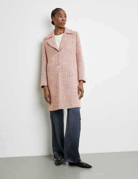 Melange coat with a large lapel collar in Multicolor | GERRY WEBER