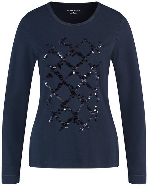 Long sleeve top with sequin embellishment in Blue GERRY WEBER