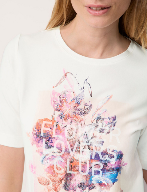 Duurzaam shirt met halflange mouwen en print op de voorkant