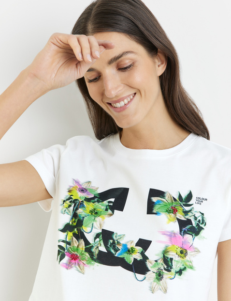 Baumwollshirt mit floralem Frontprint