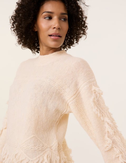 Knit jumper with fringing