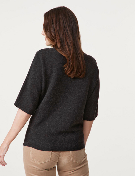 Sweter z krótkim rękawem z dodatkiem kaszmiru