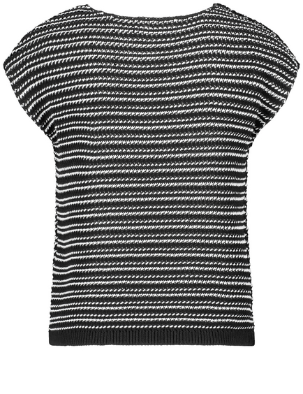 Striped sleeveless jumper in a textured knit