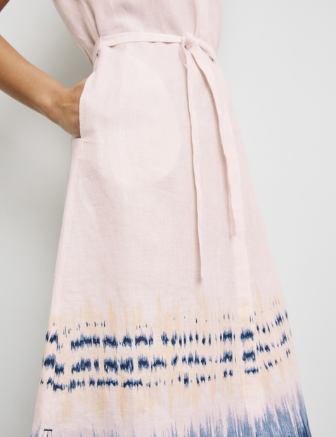 Linen dress with a waistband