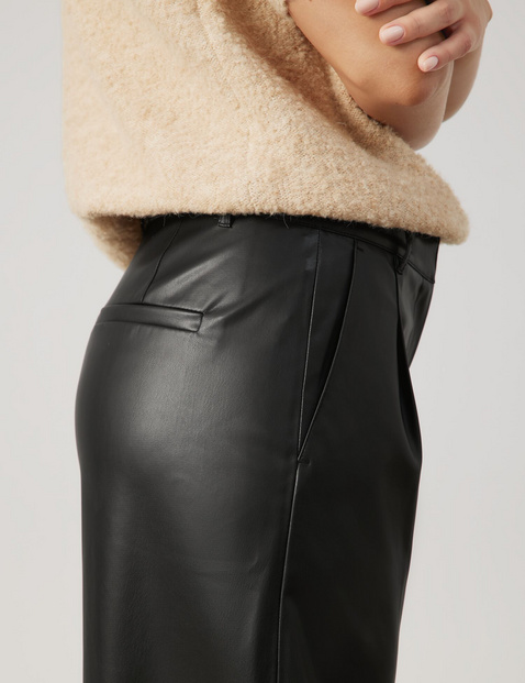 Wide-leg faux leather trousers