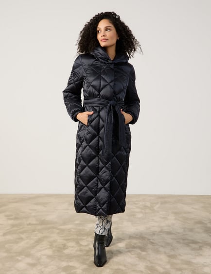 Quilted coat with belt hotsell