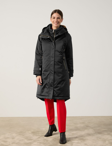 Outdoor coat with a quilted insert in Black GERRY WEBER