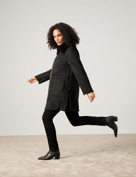 Short coat in faux suede in Black GERRY WEBER