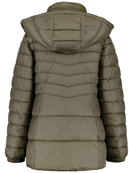 Quilted jacket with a detachable hood in Green GERRY WEBER