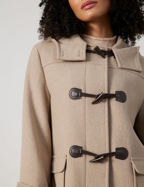 Beige duffle coat womens on sale