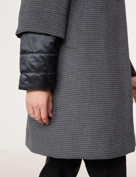 Short coat with fabric panelling