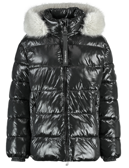 Black coat with white fur hood online