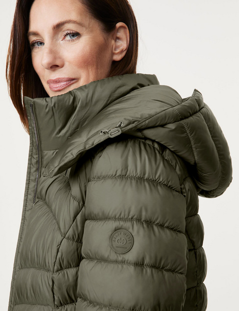 Quilted coat with a detachable hood