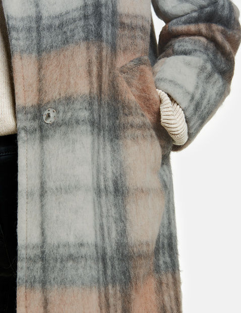 Check coat with wool