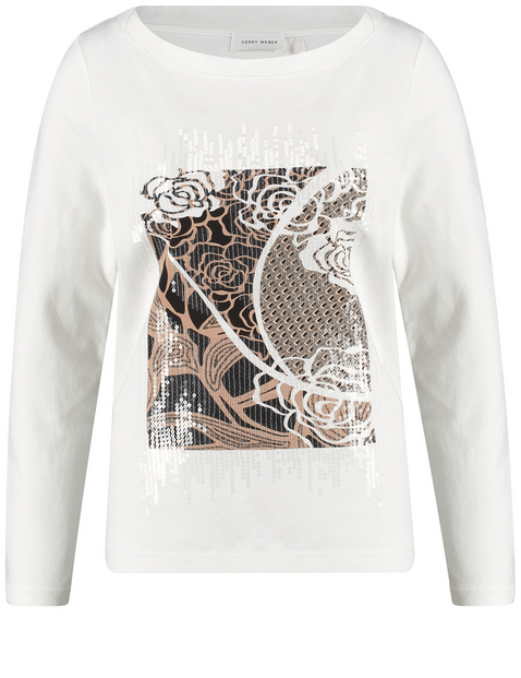 Long sleeve top with a front print and sequins