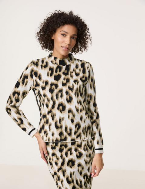 Jacquard trui met animal print in Beige GERRY WEBER