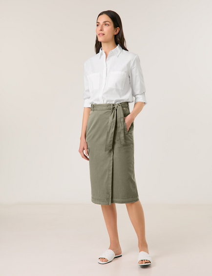 Casual pencil skirt with a wrap-over effect