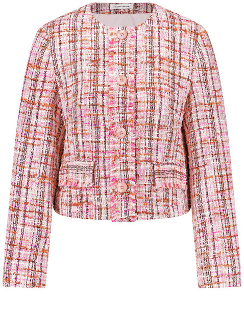 Blazer jacket in a bouclé look with a fringed edge