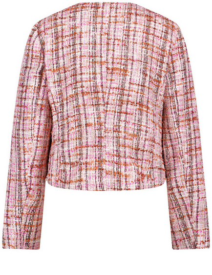 Blazer jacket in a bouclé look with a fringed edge