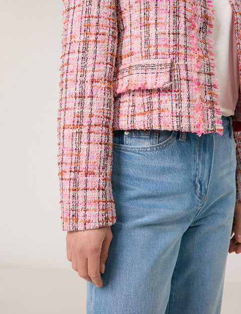 Blazer jacket in a bouclé look with a fringed edge