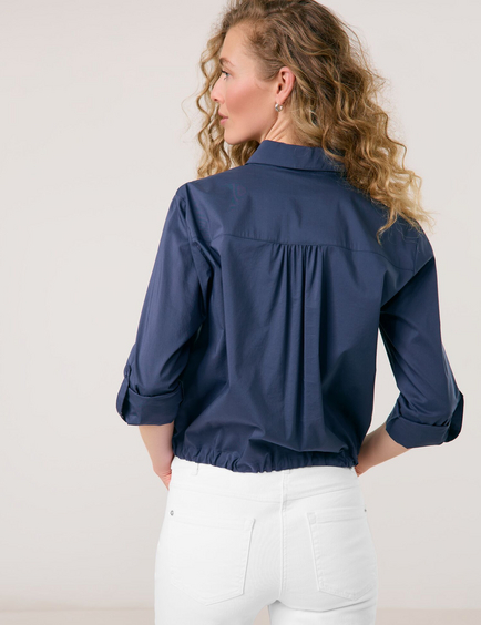 Overhemdblouse met tunnelkoord in de zoom
