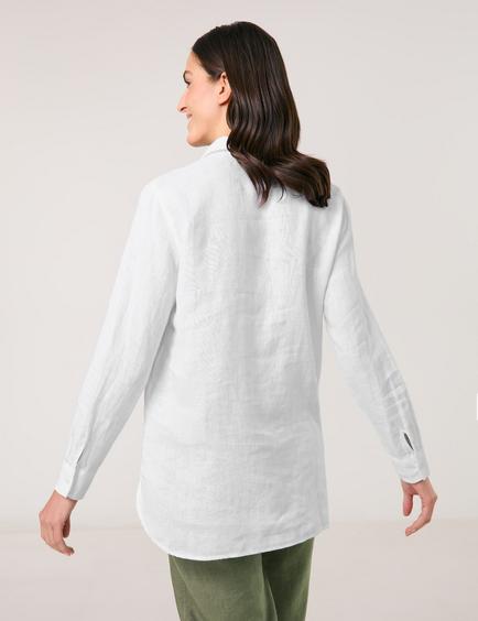 Schlichte Longbluse aus reinem Leinen