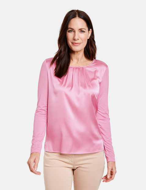 pink satin long sleeve top