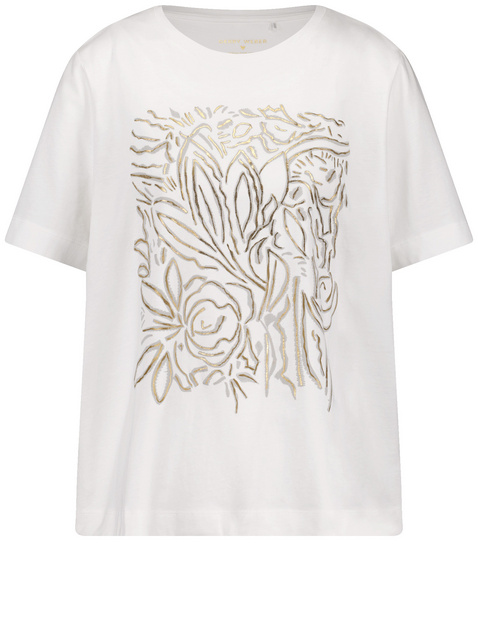 Shirt met halflange mouwen en glanzende print