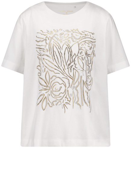 Shirt met halflange mouwen en glanzende print