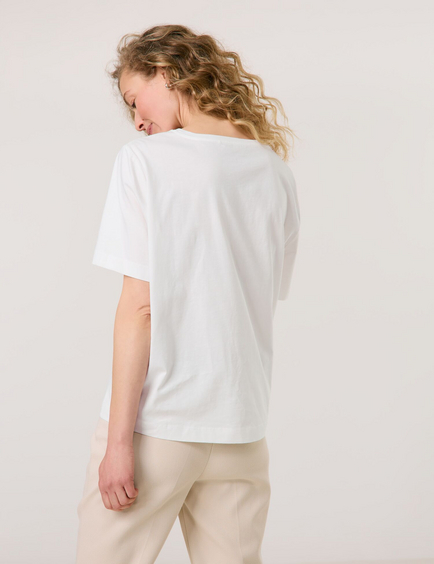 Shirt met halflange mouwen en glanzende print
