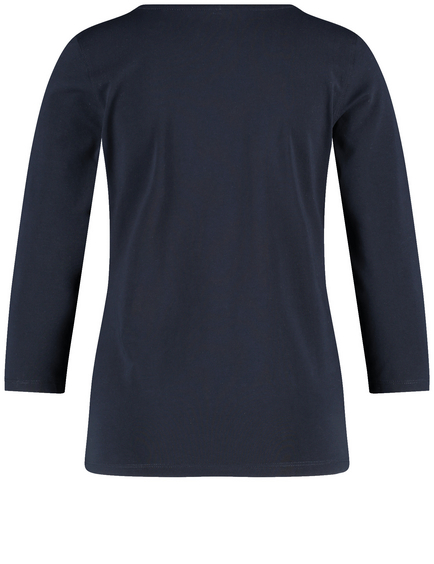 Shirt met 3/4-mouwen en satijnen rand