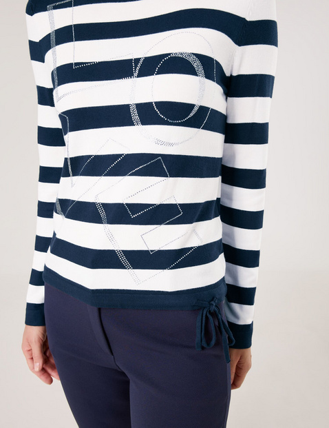 Striped jumper with decorative gemstones