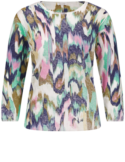 Soft 3/4-length sleeve jumper with an all-over print