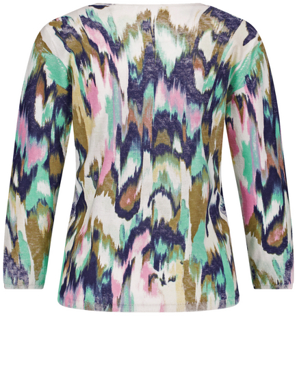 Soft 3/4-length sleeve jumper with an all-over print