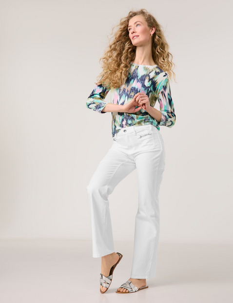 Soft 3/4-length sleeve jumper with an all-over print