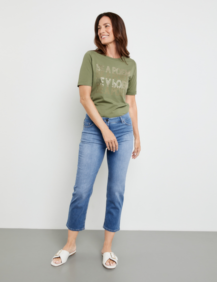 Five-pocket jeans in a straight, cropped fit in Blue GERRY WEBER