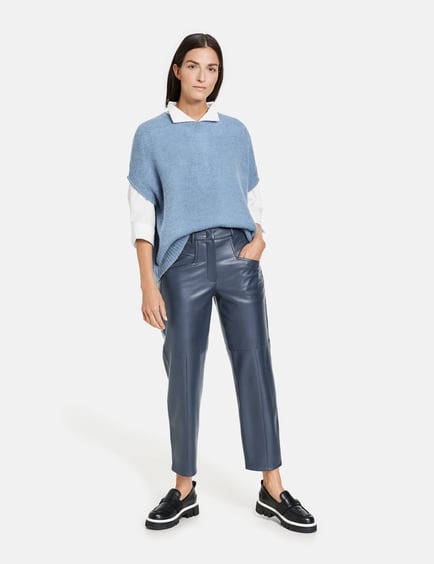 faux leather mom trousers