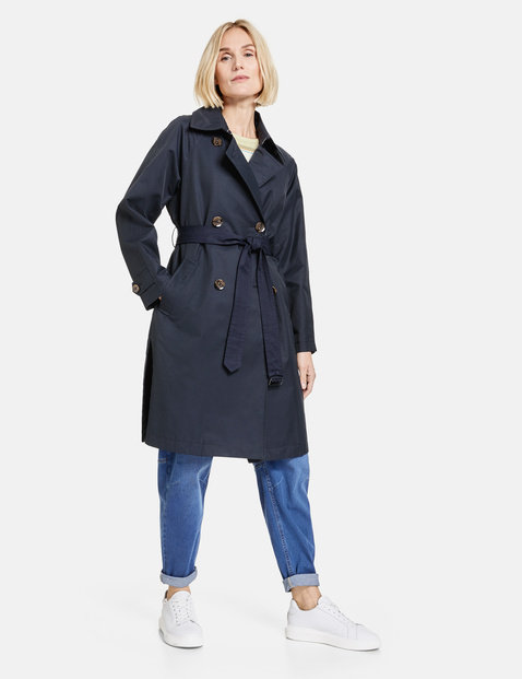 Trench Coat In Blue Gerry Weber, Navy Trench Coat With Hood