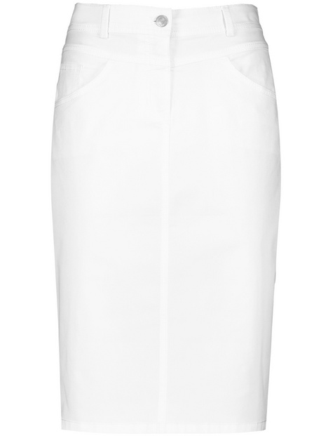 white knee length jean skirt