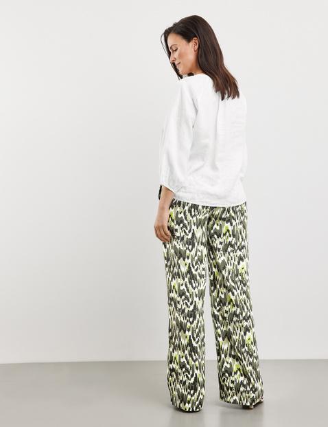 Anna Rose Wide Leg Printed Jersey Trousers Black Coral