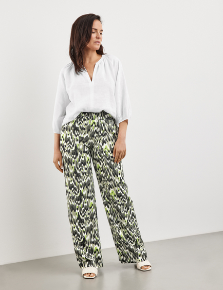 Patterned jersey trousers with a wide leg in Multicolor  GERRY WEBER